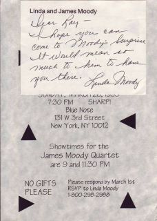 Ray Charles Pesonal Party Invitation from James Moody