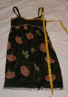 Cynthia Steffe Silk Brown Floral Babydoll Dress 4 Small S