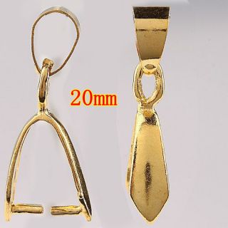 200 Gold Plated Pendant Pinch Bail 20mm BC165 1
