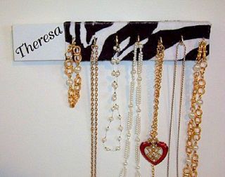 Personalized Necklace Holder Jewelry Rack Organizer with Zebra Fur