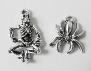 10pcs Skeleton Spider Halloween Charms Jewelry Making Crafts Goth Punk