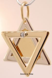 Jewish Star Pendant 18K Gold Diamond