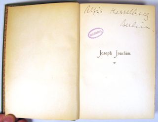 1898 Hungary Violin Composer Joseph Joachim German Book