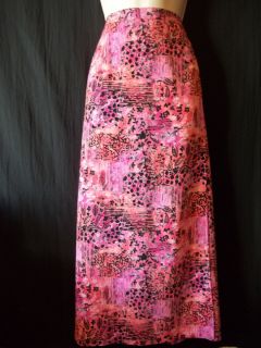 Joan Leslie 16W Straight Pencil Long Maxi Skirt Mock Wrap Pinks Black