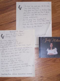 Jody Miller Handwritten Signed Lyrics Queen of The House 1966 Grammy