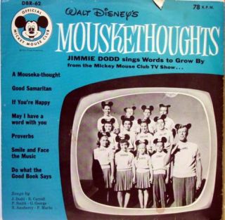 Jimmie Dodd Disneys Mouseka Thoughts LP VG DBR 62 Vinyl 1956 Record