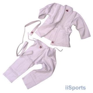 White Single Weave Judo Jiu Jitsu Grappling Uniform Gi #00 Child 10 12