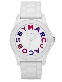 Brand New Marc by Marc Jacobs Lady White Tone Logo MBM8535 Watch