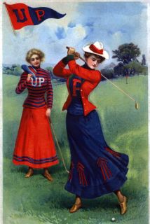 1900s College Sport Womens Golf Outdoor Fashion Poster New Printing