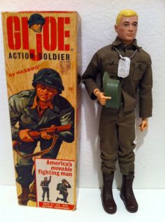 1964 Gi Joe Action Soldier Blond Hair in The Box with Papers Near Mint