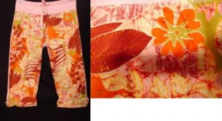 Nilla Shields Pink Tropical Drawstring Crop Pants