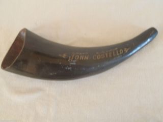  Etched or Carved Buffalo Bison Powder Horn John Costello