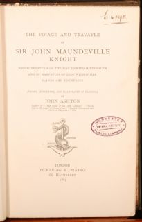 1887 Voyage Sir John Maundeville Jerusalem J Ashton