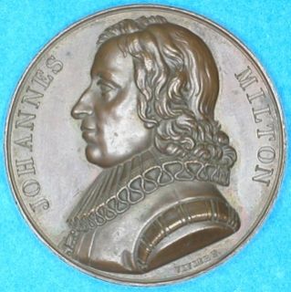 John Milton English Poet Polemicist RARE Bronze Medal 1818
