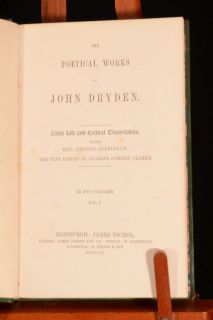 1862 2vol The Poetical Works of John Dryden Life Critical Disseration
