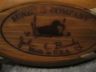 John Bundy Co Wood Duck Decoy with John E Bundy Engraved Signature
