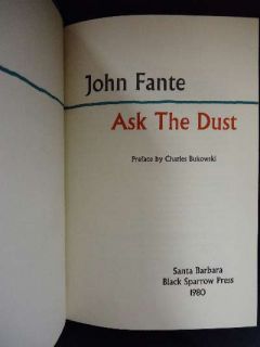 Ask The Dust John Fante 1st Edition Thus Signed by Charles Bukowski