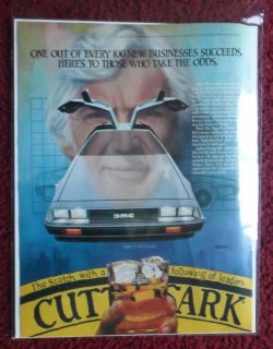  Print Ad Cutty Sark Scotch ~ John DeLorean DMC Car Birney Lettick ART
