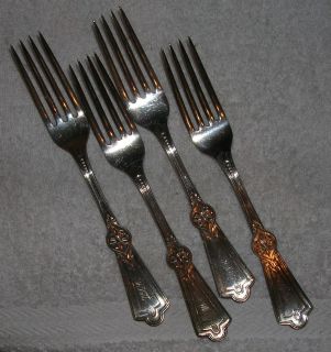 John T Fox A1 Silver Plate 4 Dinner Forks  