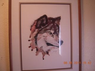 John Livingston Pencil Signed Vintage Print of Wolf Farmed and Matted 1983  