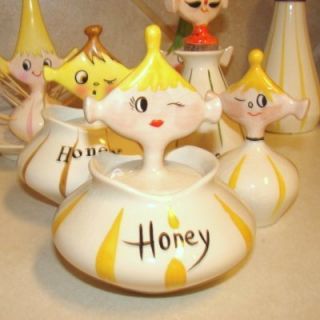 RARE Vintage John Buck Holt Howard Honey Pixieware Pixie Condiment Jar  
