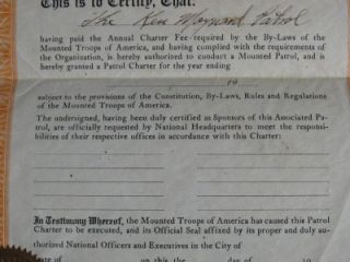 RARE 1931 PAWNEE BILL Signed Mounted Troops of America Document KEN MAYNARD  