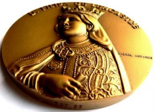 QUEEN PHILIPPA of LANCASTER Large Bronze Medal 224g 7 9oz 80mm 3 1  