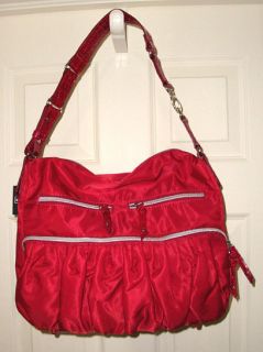 New Sondra Roberts SR Nylon Croco Shoulder Bag Red  
