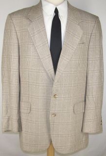 42L Phillip John Blue Tan Violet Green Plaid Sport Coat Suit Blazer Jacket Men  