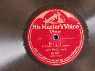 John McCormack Mavis HMV Victor Berliner Gramophone 1920s 78 RPM Victrola Record  