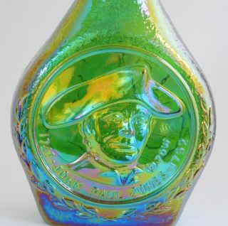 Wheaton John Paul Jones Green Carnival Glass Decanter Bottle Jar  