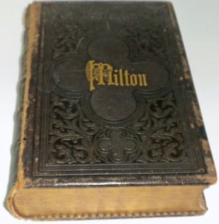 ANTIQUE BOOK Pub 1866 MILTONS COMPLETE WORKS The Poetical Works of John Milton  