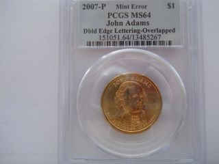 2007 P John Adams DBLD Edge 2 Coin Set PCGS MS64  