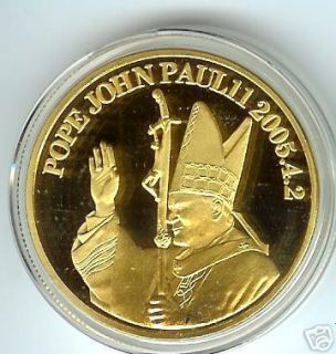POPE JOHN PAULII24KT GOLD COMMEMORATIVE COIN GOOD LUCK  