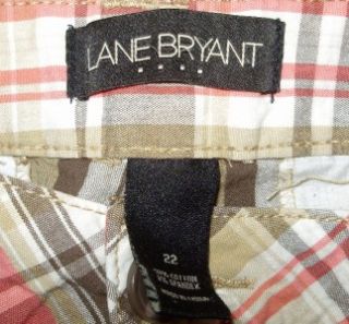 Womens Size 22 pink tan brown plaid shorts Lane Bryant brand  