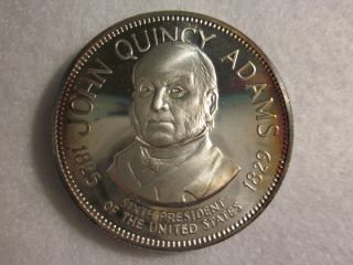 John Quincy Adams Sterling Silver Presidential Medal Franklin Mint Over 1 Oz  