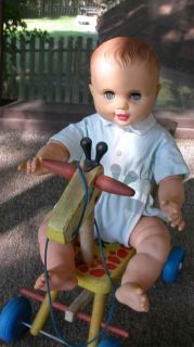 Large Vintage Johnny Playpal Doll for Parts or Repair  