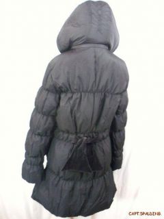 Betsey Johnson GOOSE Down Puffer Hooded Coat Parka Jacket Womens L Black  