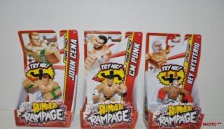 New 3 WWE Wrestling Rumblers Rampage Figures Rey Mysterio cm Punk John Cena  