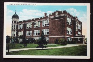 1920s High School Johnson City NY Broome Co Postcard  