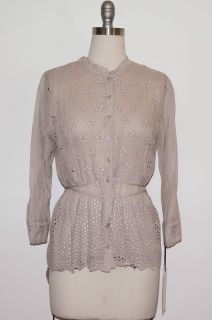Johnny Was 4 Love Liberty Sterling Shirttail Eyelet Tunic L  