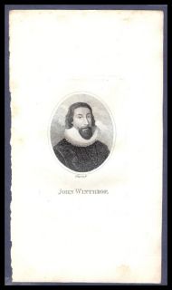 CA1806 Original Print John Winthrop Gov Mass Bay Colony  