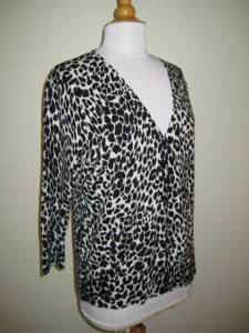 JONES NEW YORK SPORT Cheetah Print Cardigan Sweater XL  