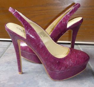 New Tallulah Blu Jolene Purple Stilletto Platform Heels Faux Patent Leather Sz 8  