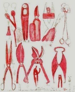 Louise Bourgeois 'Tools' 1986 silkscreened 100 Linen Tea Towel 27"x20" New  