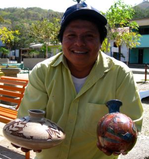 Nicaragua Fair Trade Turtle Globe Vase Etched Handmade Ceramic Pottery  