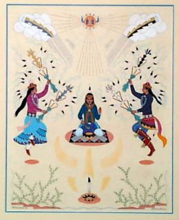 Harrison Begay Navajo Native American "Feather Dance" Gouache  
