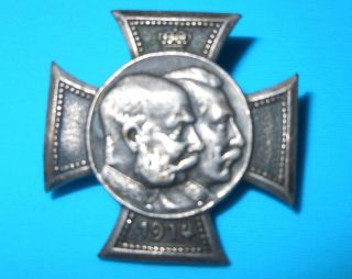 Wilhelm II German Emperor Franz Joseph I Austrian Emperor WW I 1914 silver medal  
