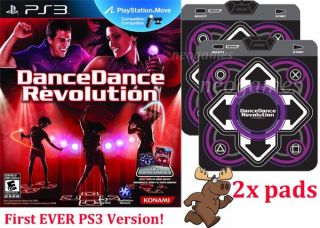 Dance Dance Revolution PS3 Bundle 2X Official Konami Non Slip Pads Game Disc 083717250937  