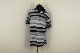 Jos A Bank Men's Polo Shirt 2X Tall Black and Gray Stripes  